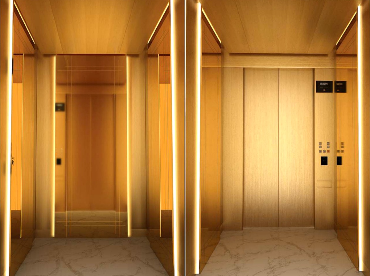 KJ-10 • Titanium Gold Panels with LED Cove Lighting