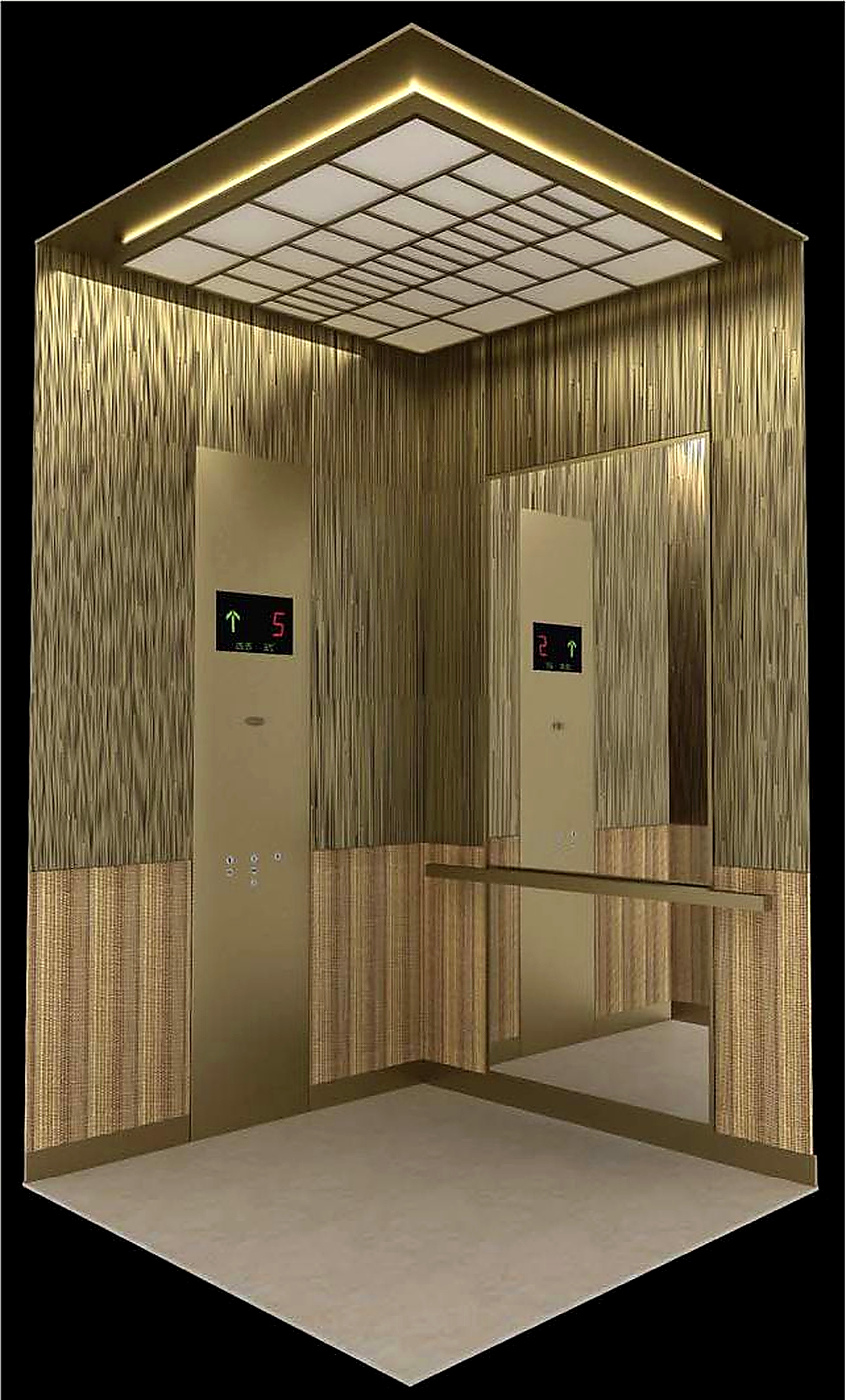 KJ-19 • Architectural Wire Mesh & Champagne Brush Steel