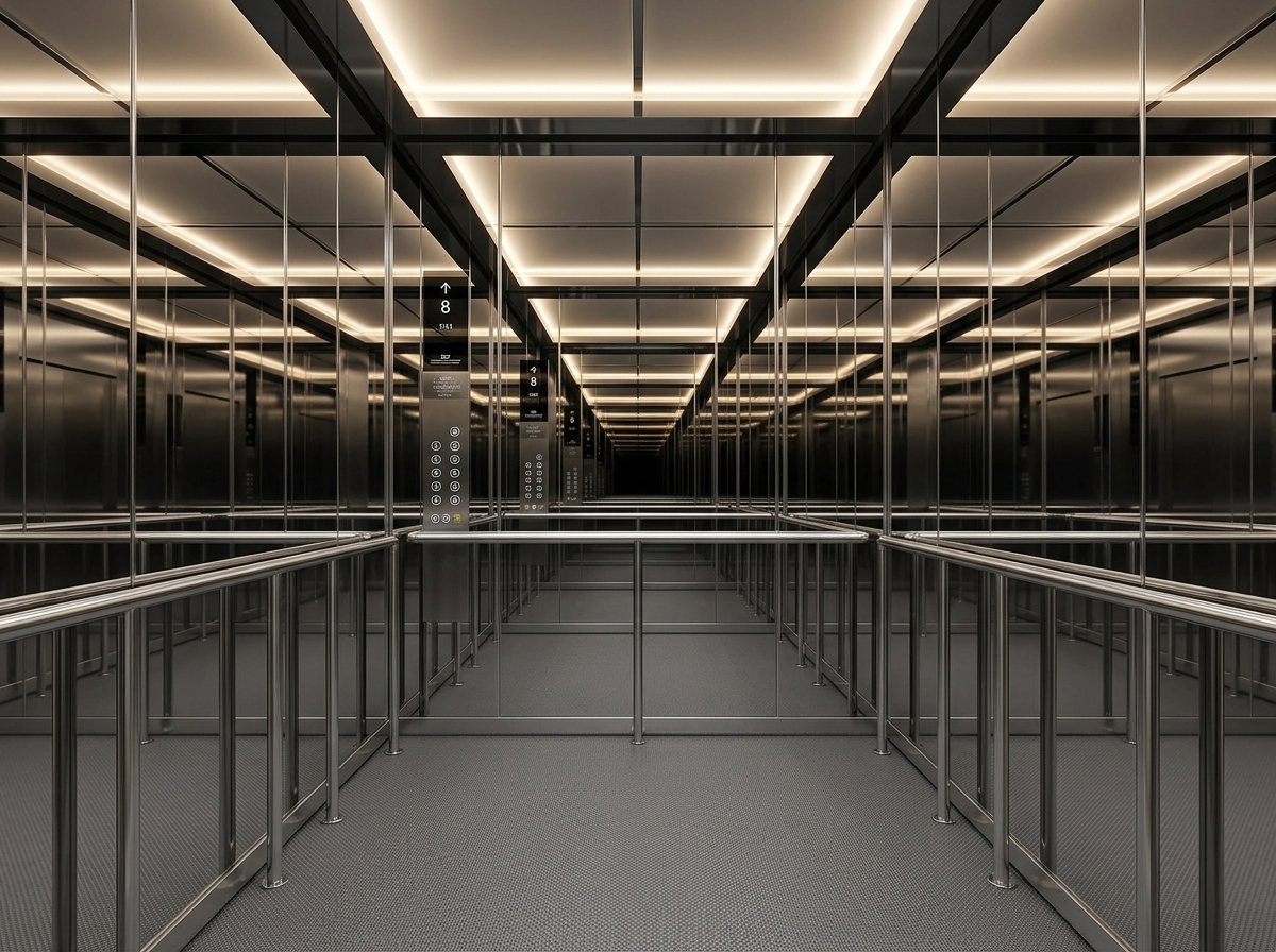 KJ-06 • Super Mirror 304 Stainless with Floor Rails